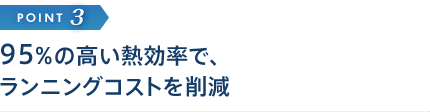 95%の高い熱効率で、ランニングコストを削減