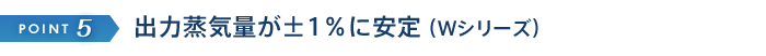 出力蒸気量が±1%に安定(Wシリーズ)